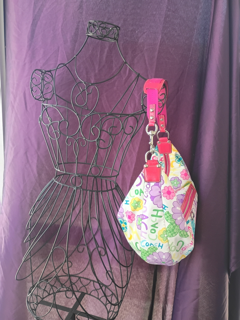 COACH Floral Logo Print Crescent Shoulder Bag in Multicolor - Picture 12 of 13